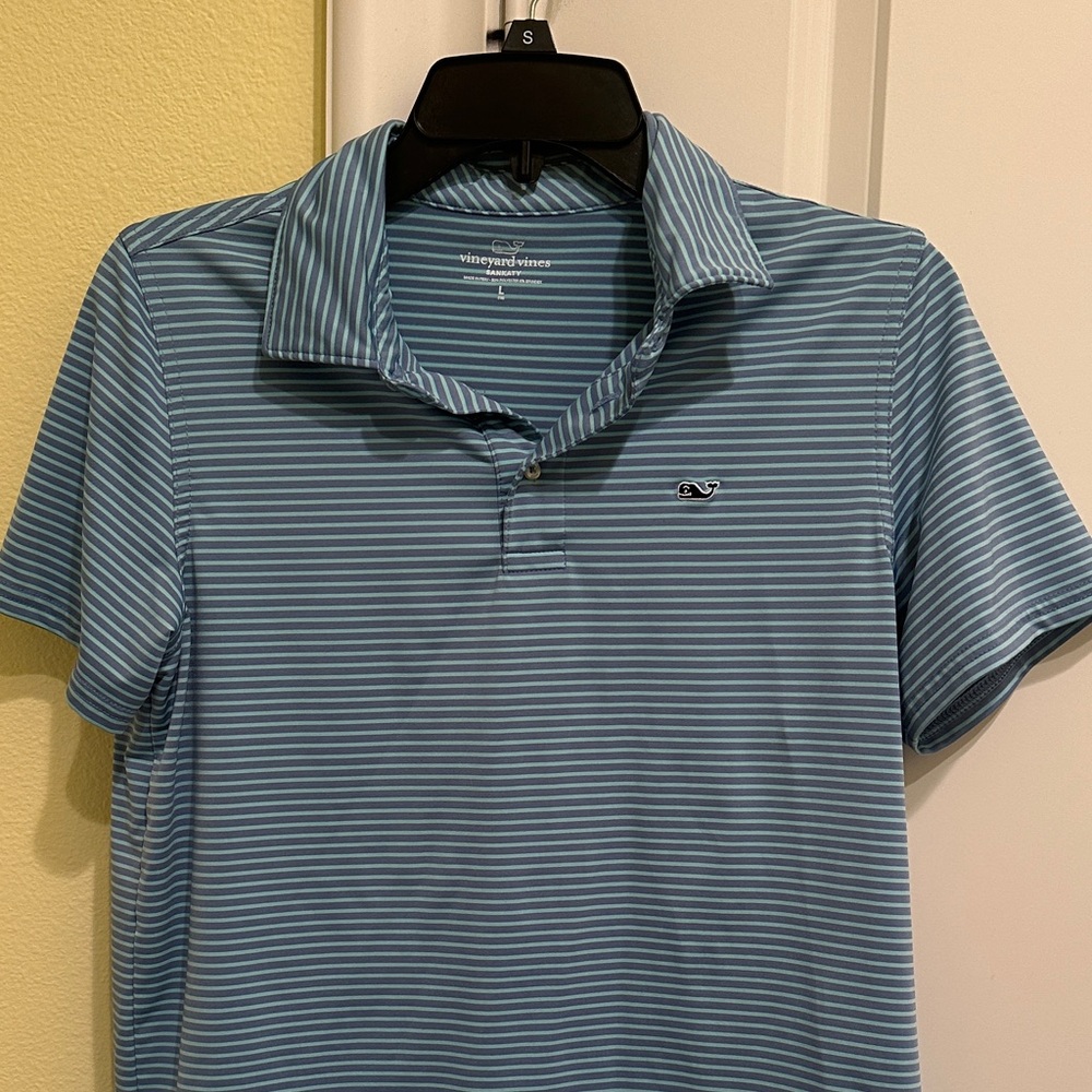 Vineyard Vines Boy’s Sankaty Polo in Blue and White Stripes